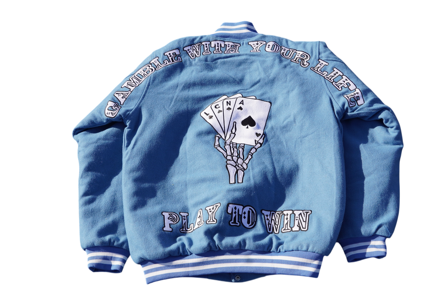 Gamble With Your Life Varsity Jacket (Blue)