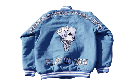 Gamble With Your Life Varsity Jacket (Blue)