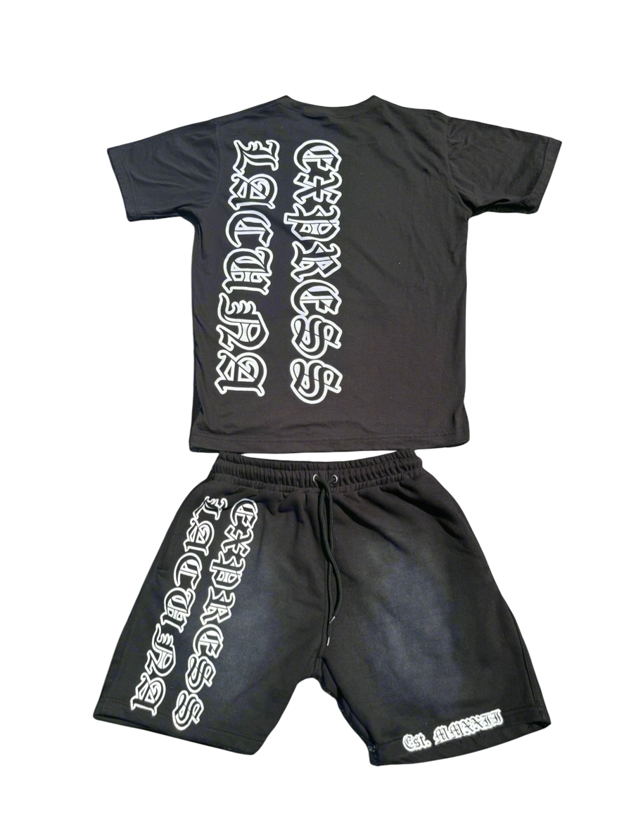 Est.2022 Shirt And Short Set (Black)