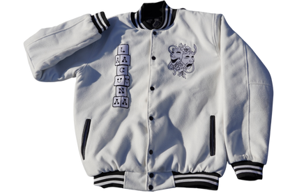 Gamble With Your Life Varsity Jacket (White)