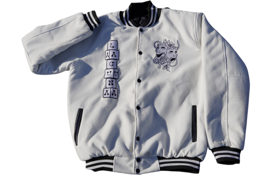 Gamble With Your Life Varsity Jacket (White)