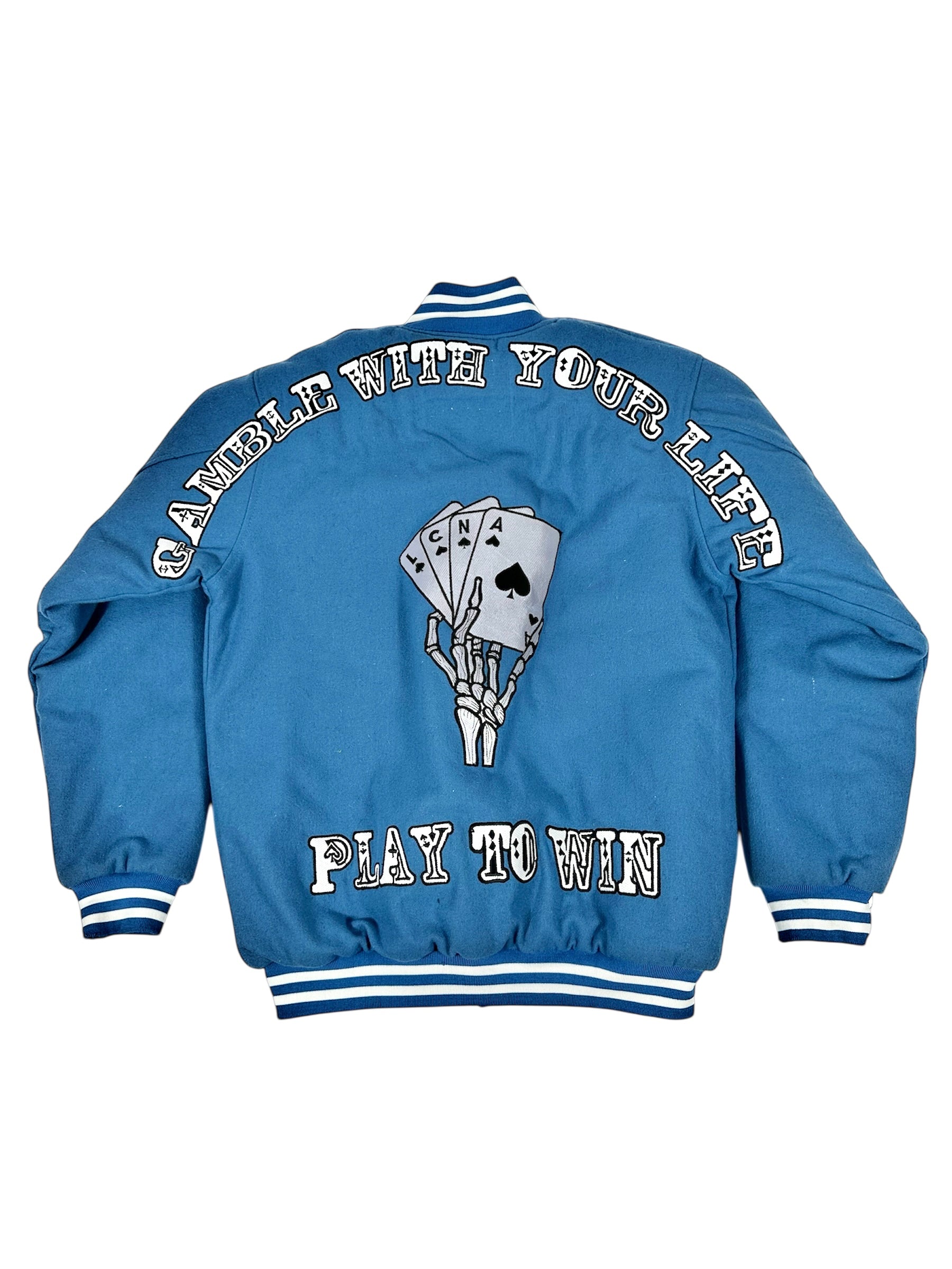 Gamble With Your Life Varsity Jacket (Blue)